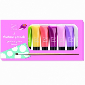 Набор гуаши 8 пастельных цветов с палитрой (Djeco, 09747k)